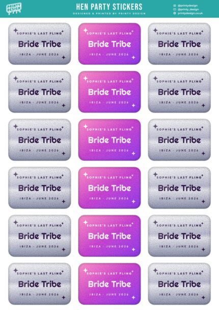 Hen Party Sticker Sheet Template flat A4 sheet