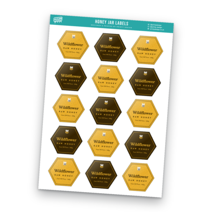 Honey Jar Labels Sticker Sheet Template sheet