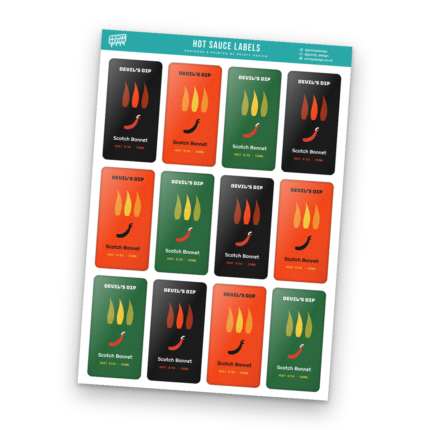 Hot Sauce Labels Sticker Sheet Template sheet