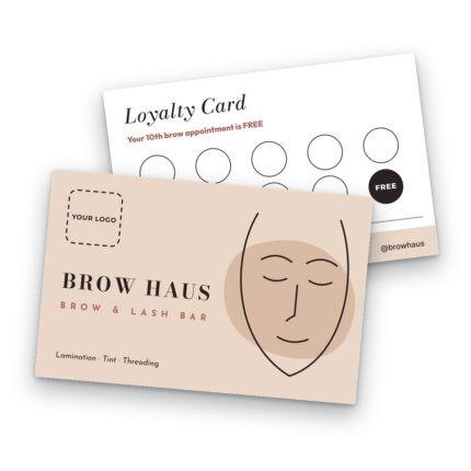 Brow & Lash Bar Loyalty Card Template front and back
