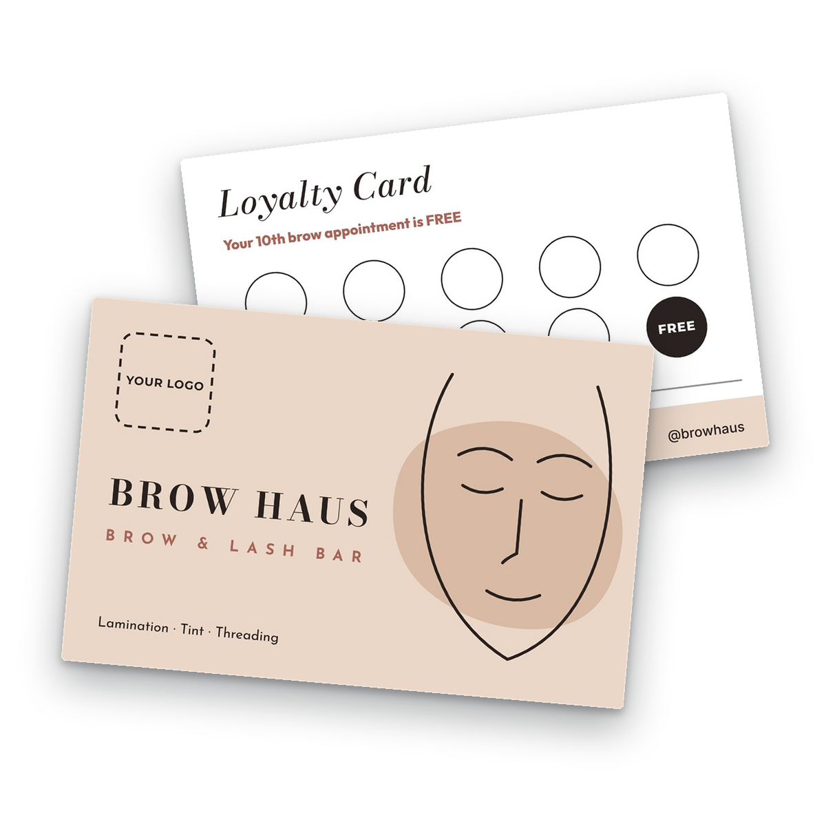 Brow & Lash Bar Loyalty Card Template front and back Brow & Lash Bar Loyalty Card Template front and back