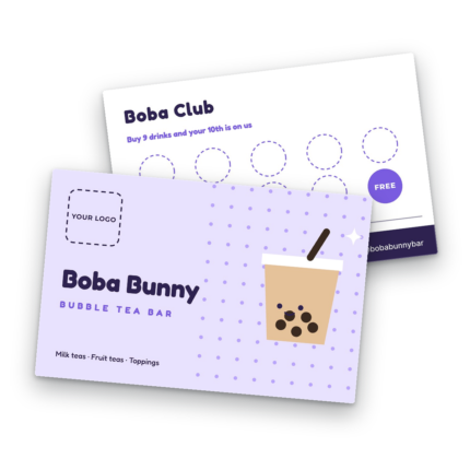 Bubble Tea Loyalty Card Template front and back