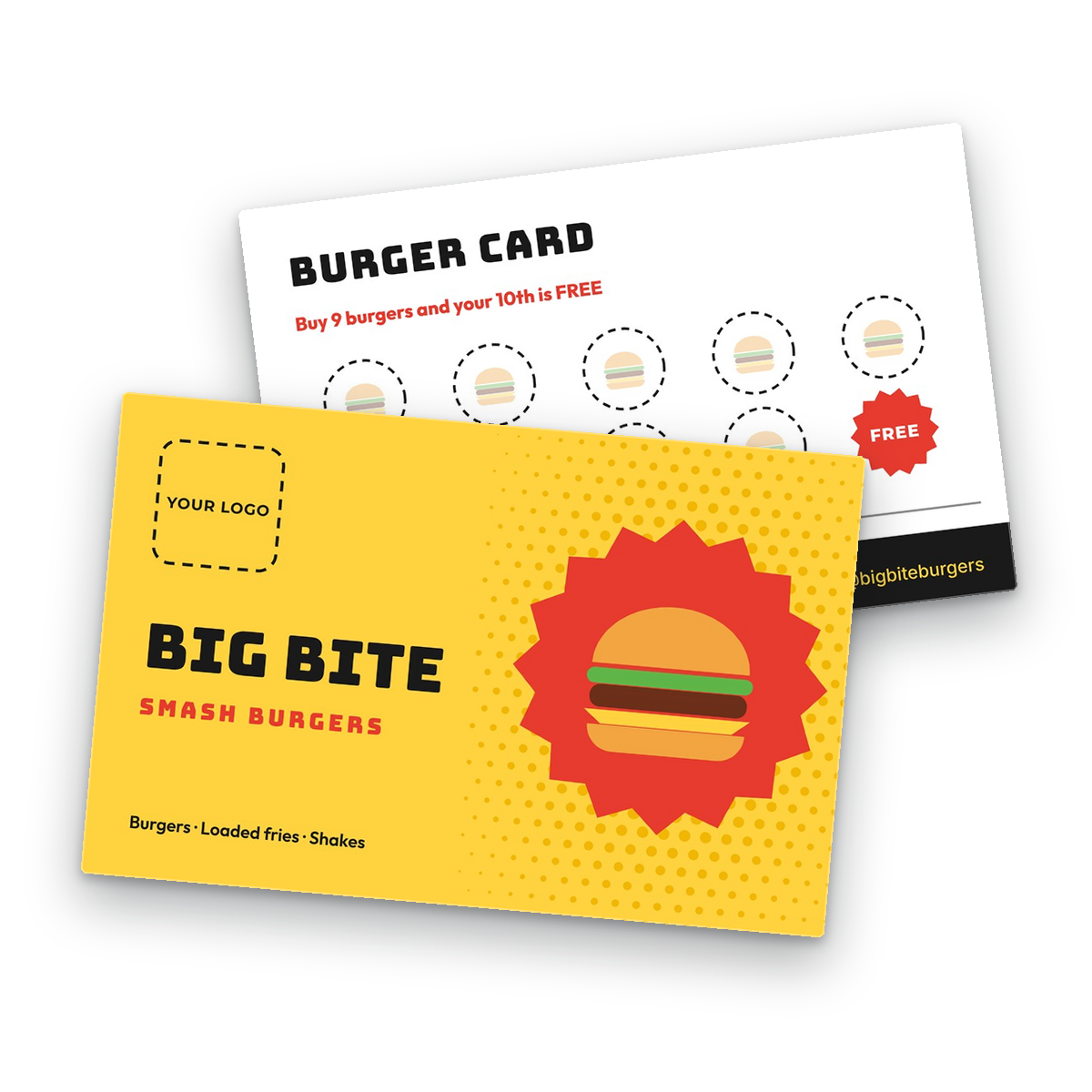Burger Joint Loyalty Card Template front and back Burger Joint Loyalty Card Template front and back