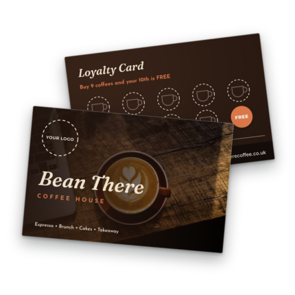 Coffee Shop Loyalty Card Template - front and back