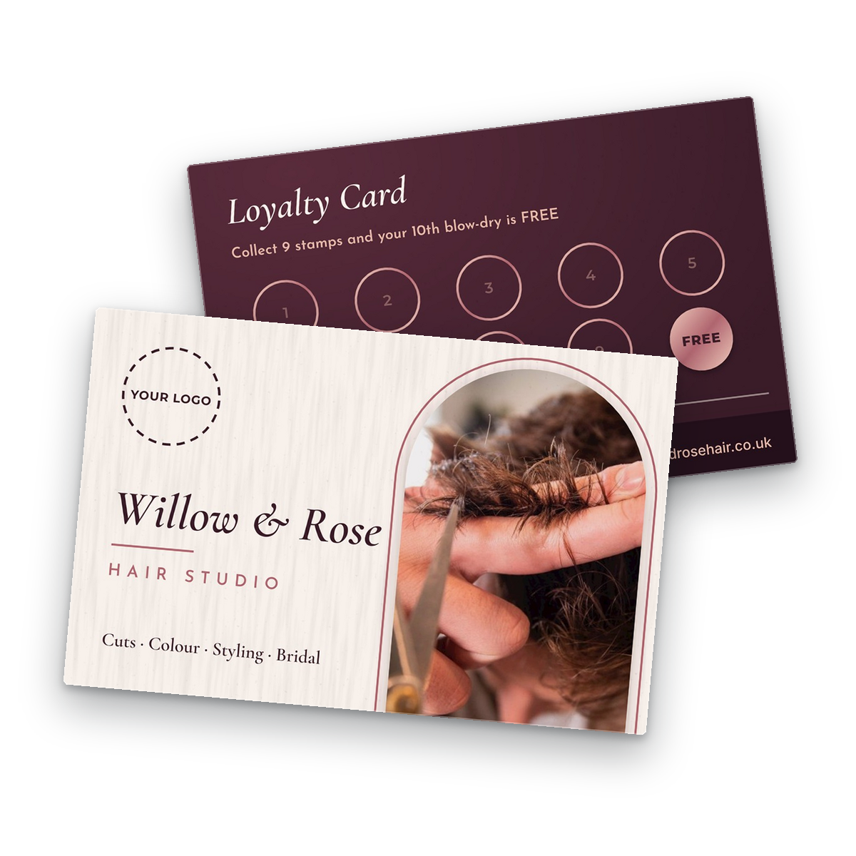 Hair Salon Loyalty Card Template front and back Hair Salon Loyalty Card Template - front and back
