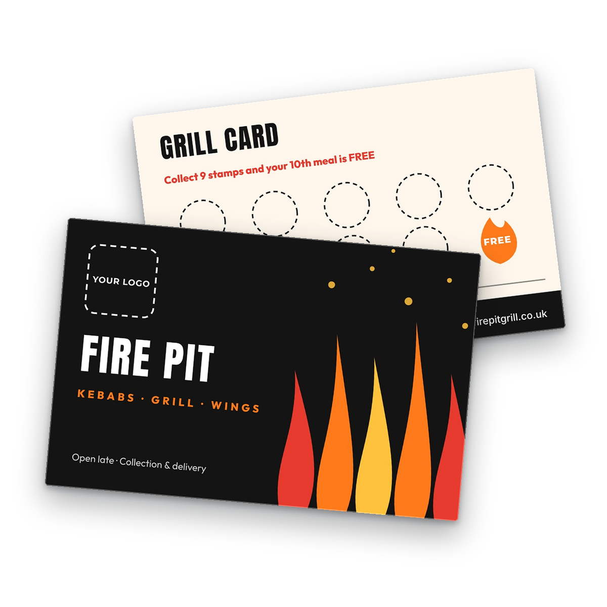 Kebab & Grill Loyalty Card Template front and back Kebab & Grill Loyalty Card Template front and back