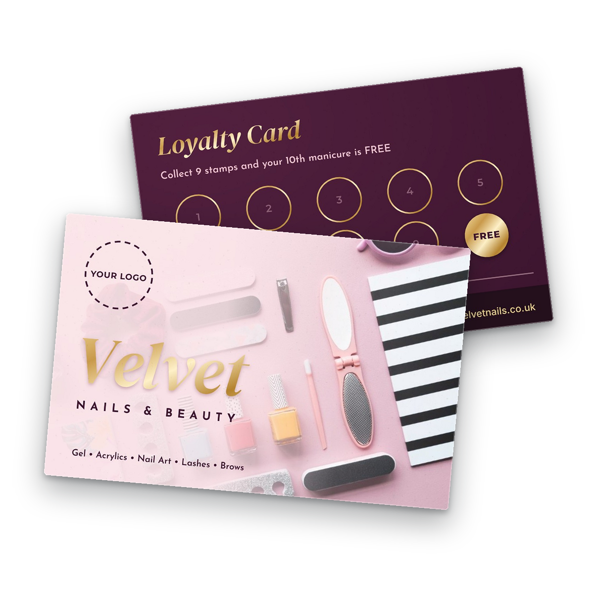 Nail Salon Loyalty Card Template front and back Nail Salon Loyalty Card Template - front and back