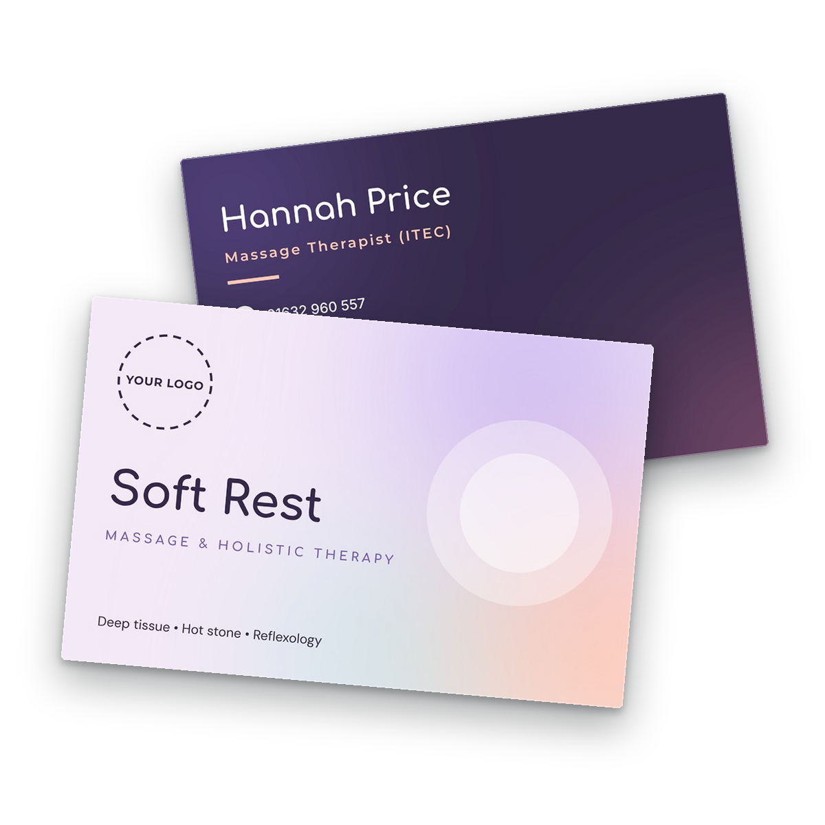 Massage & Spa Therapist Business Card Template front and back Massage & Spa Therapist Business Card Template front and back