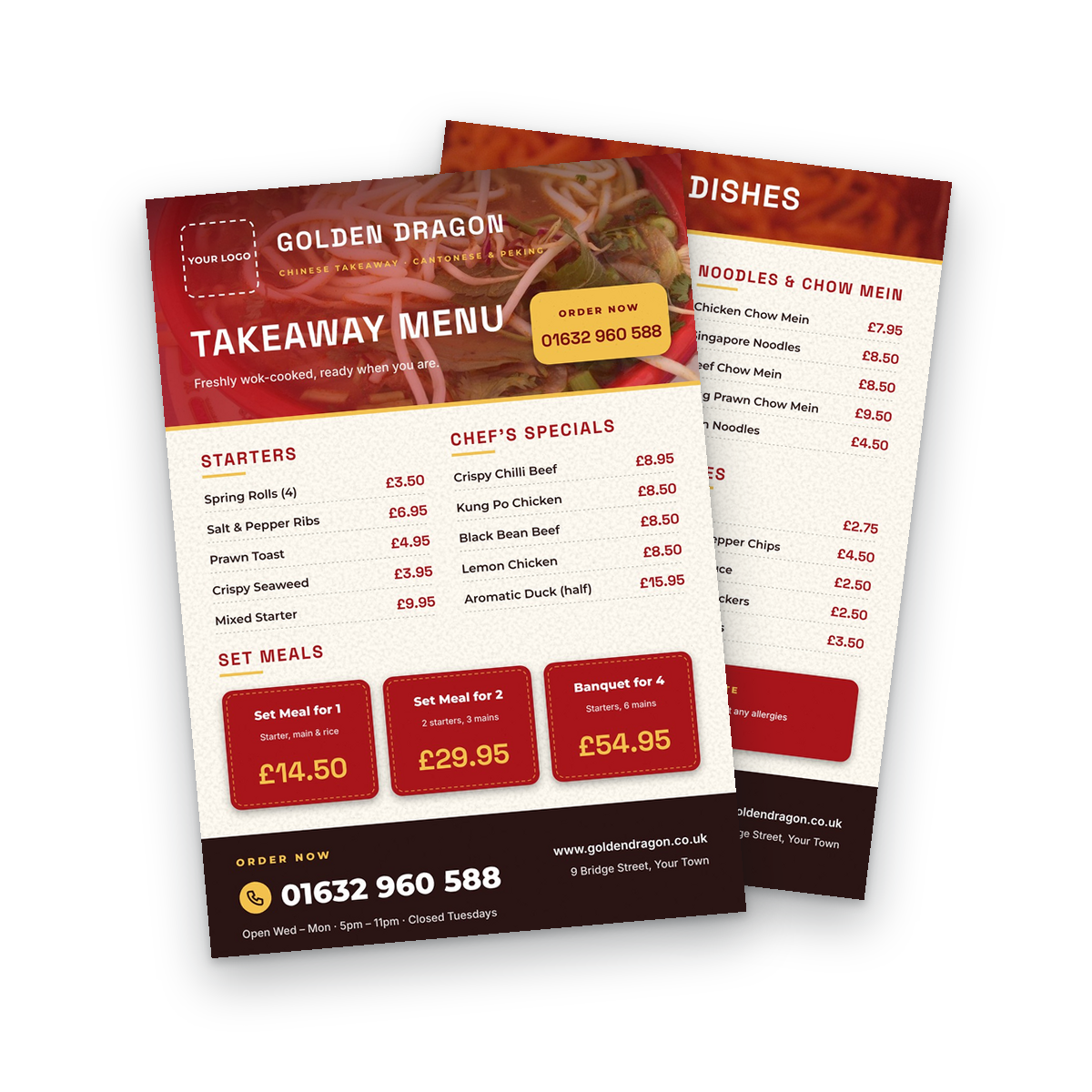 Chinese Takeaway Menu Template front and back Chinese Takeaway Menu Template - front and back