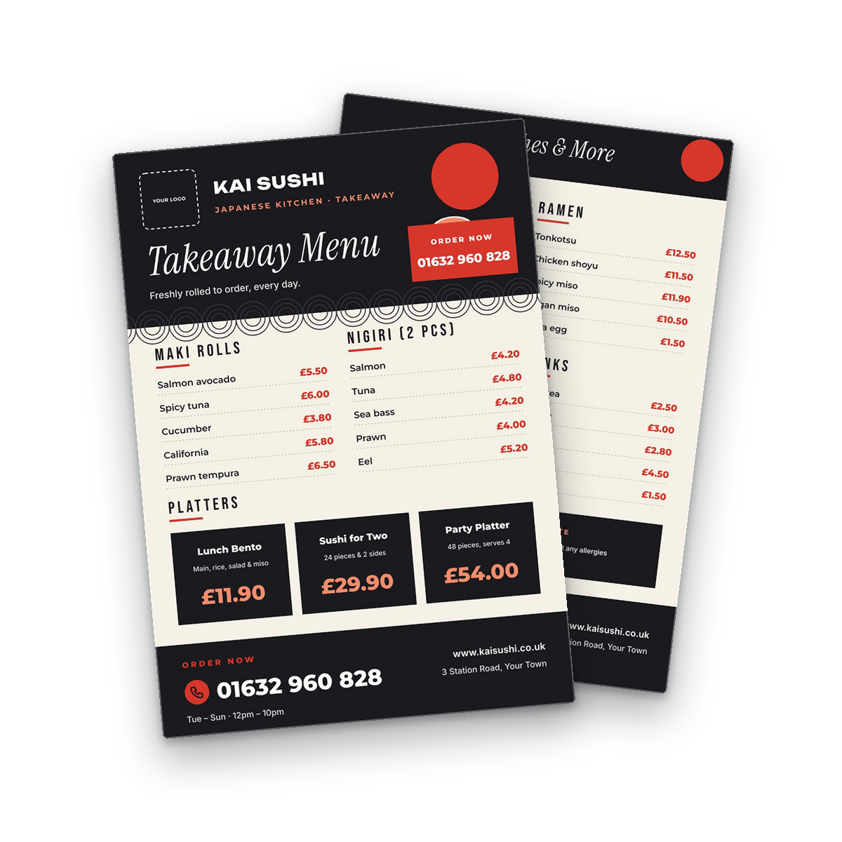 Sushi & Japanese Menu Template front and back Sushi & Japanese Menu Template front and back