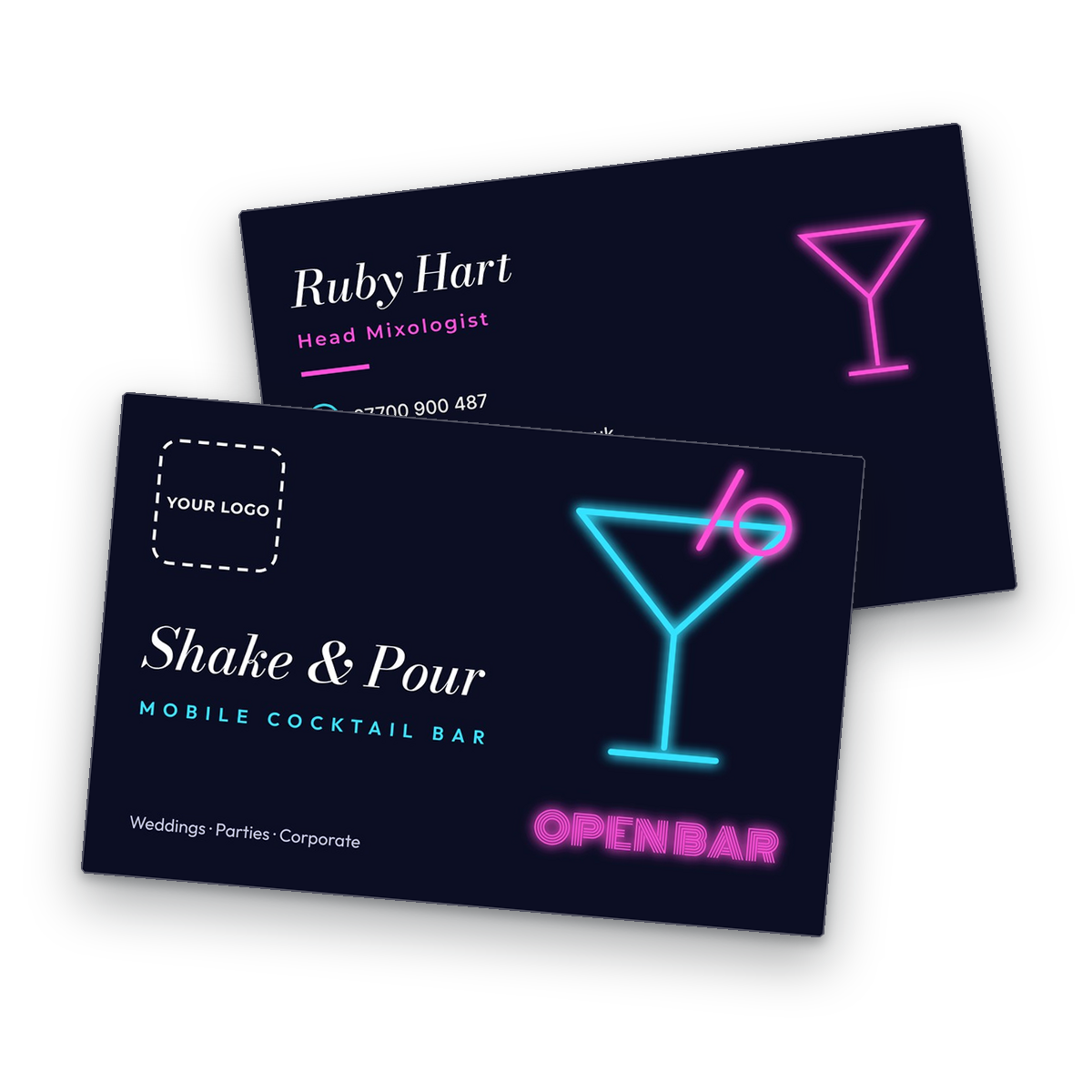 Mobile Cocktail Bar Business Card Template front and back Mobile Cocktail Bar Business Card Template front and back