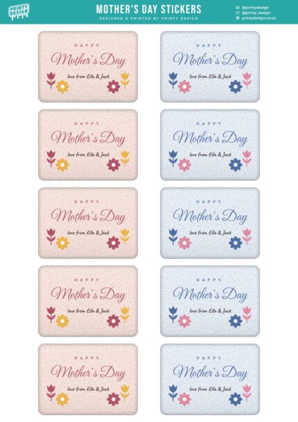 Mother's Day Sticker Sheet Template flat A4 sheet