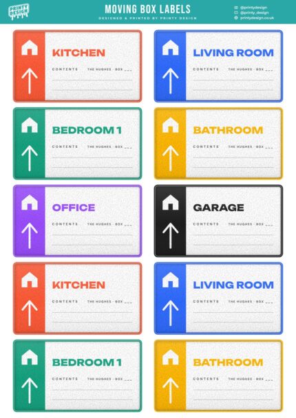 Moving Box Labels Sticker Sheet Template flat A4 sheet