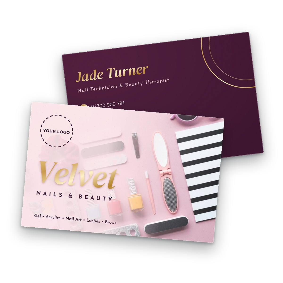 Nail & Beauty Salon Business Card Template front and back Nail & Beauty Salon Business Card Template - front and back of the card