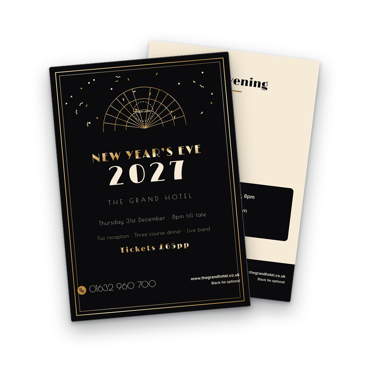 New Year's Eve Party Flyer Template front and back New Year's Eve Party Flyer Template front and back