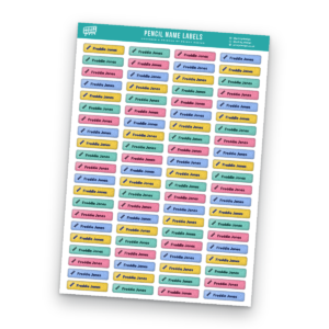 Pencil & Pen Name Labels Sticker Sheet Template