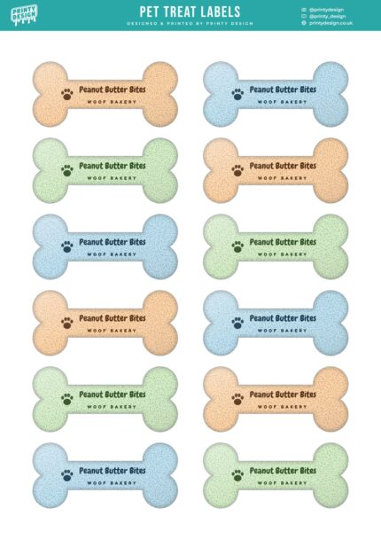 Pet Treat Labels Sticker Sheet Template flat A4 sheet