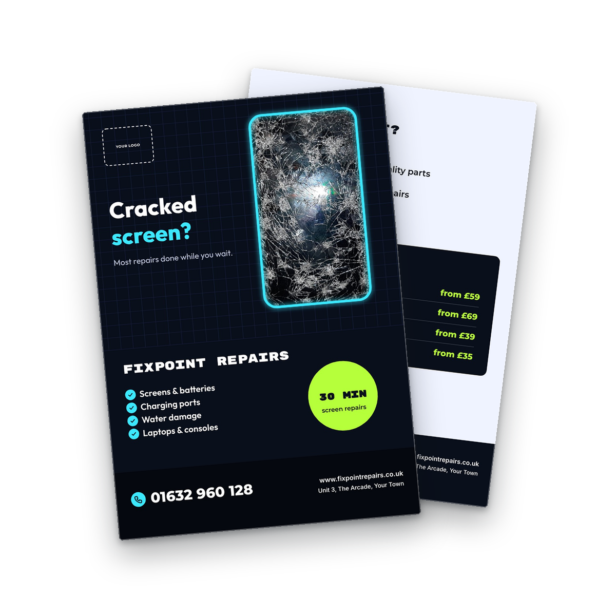 Phone & Tablet Repair Flyer Template Phone & Tablet Repair Flyer Template