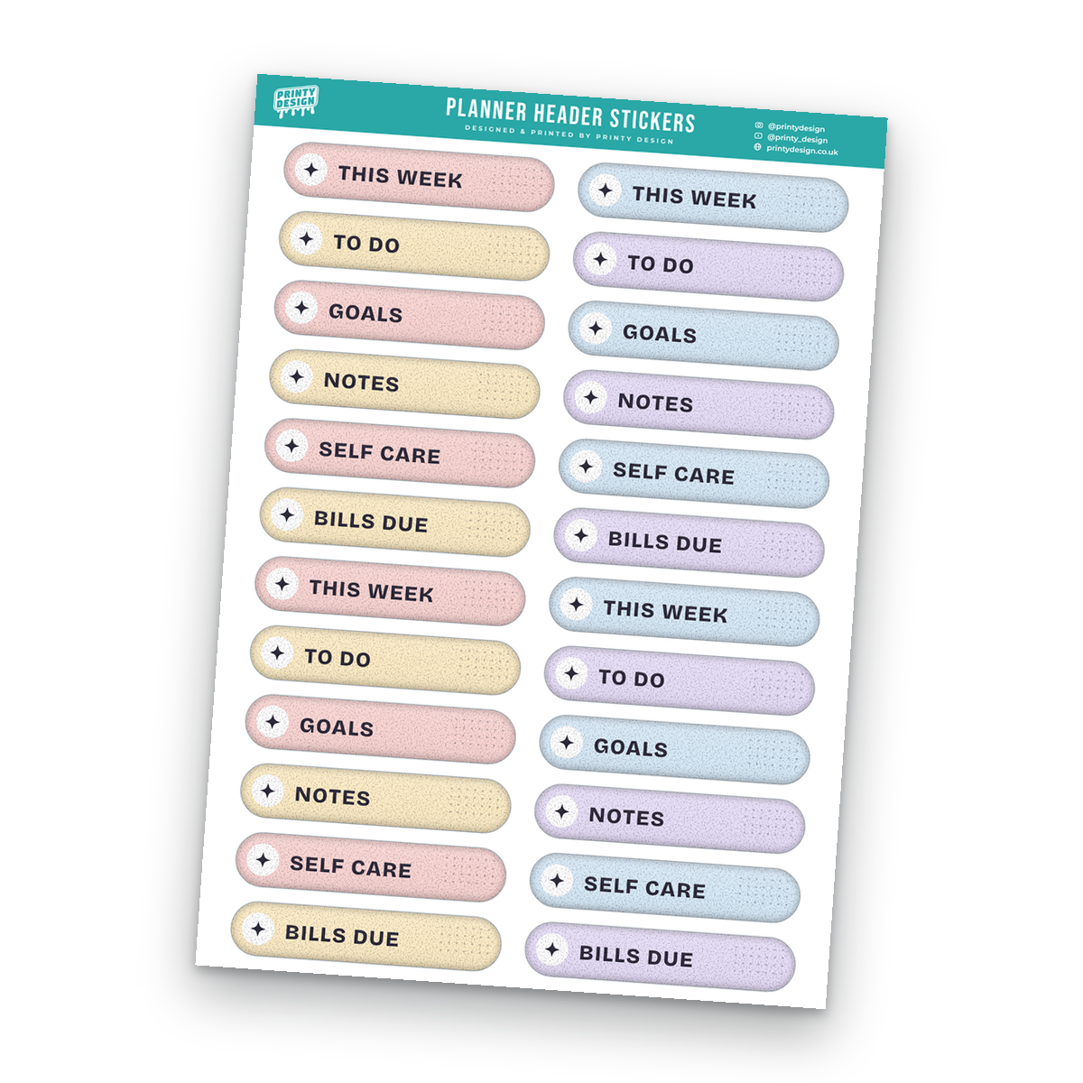 Planner Header Sticker Sheet Template Planner Header Sticker Sheet Template sheet