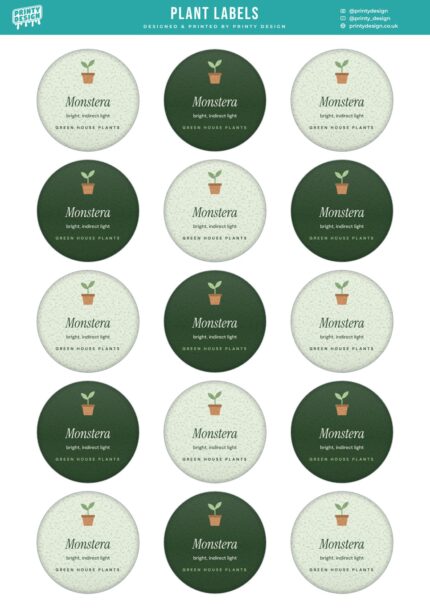 Plant & Pot Labels Sticker Sheet Template flat A4 sheet