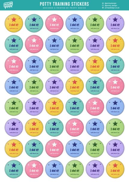 Potty Training Rewards Sticker Sheet Template flat A4 sheet