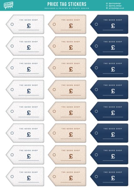 Price Tag Labels Sticker Sheet Template flat A4 sheet
