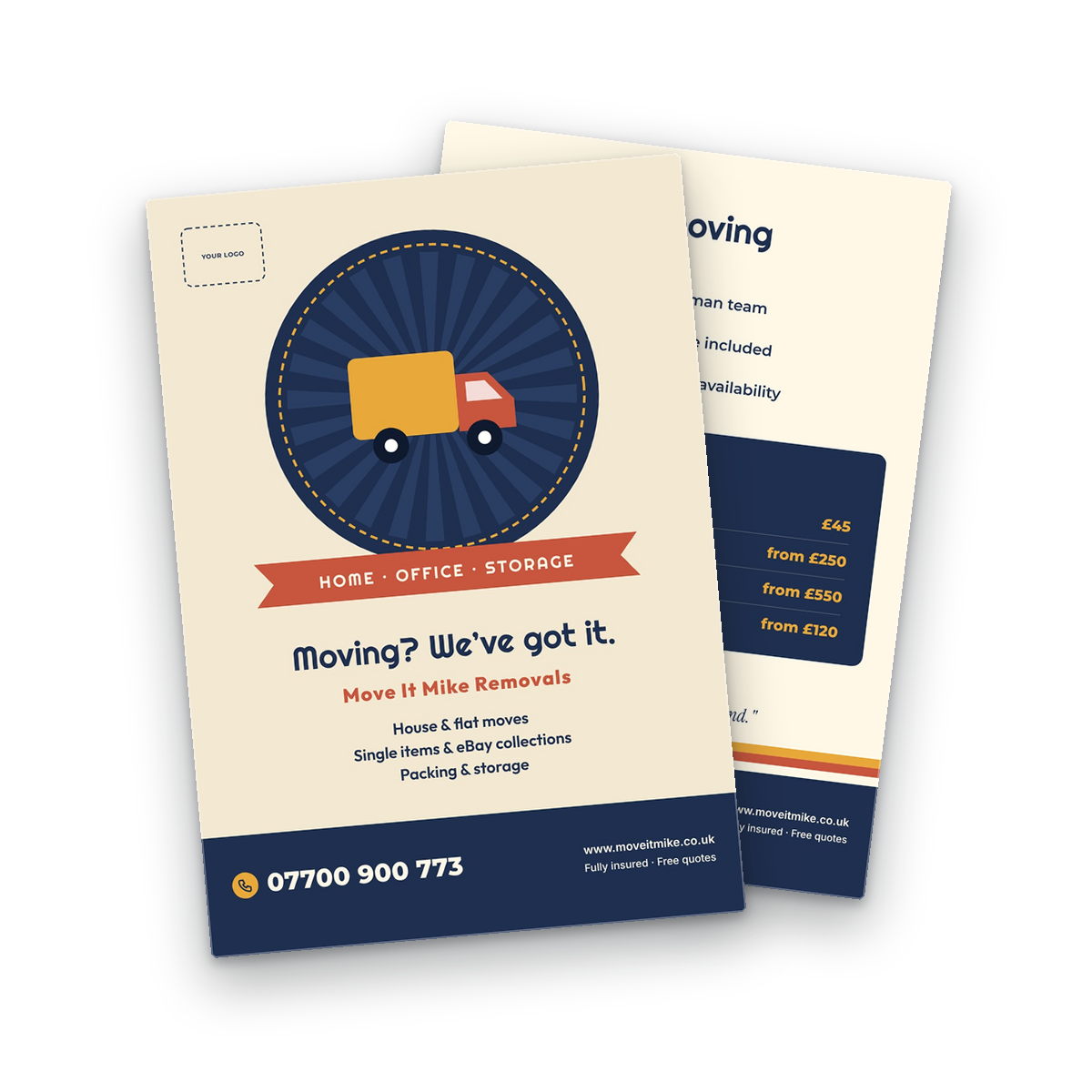 Removals & Man with a Van Flyer Template front and back Removals & Man with a Van Flyer Template front and back