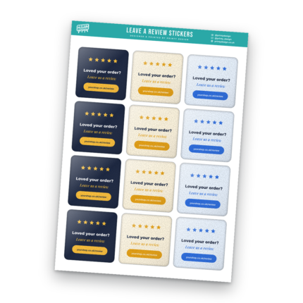 Leave a Review Sticker Sheet Template - A4 sticker sheet