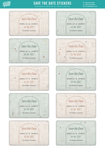 Save the Date Sticker Sheet Template flat A4 sheet