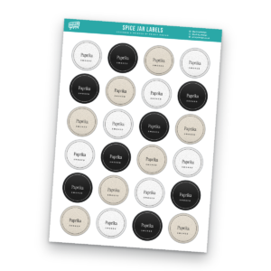 Spice Jar Labels Sticker Sheet Template