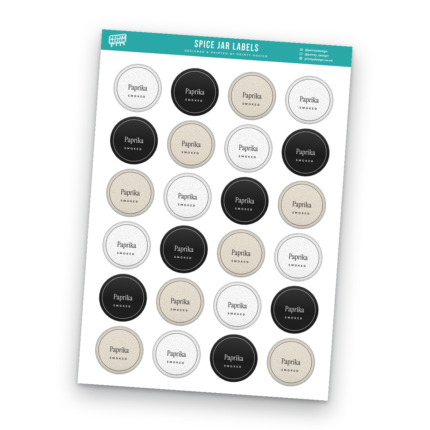 Spice Jar Labels Sticker Sheet Template sheet