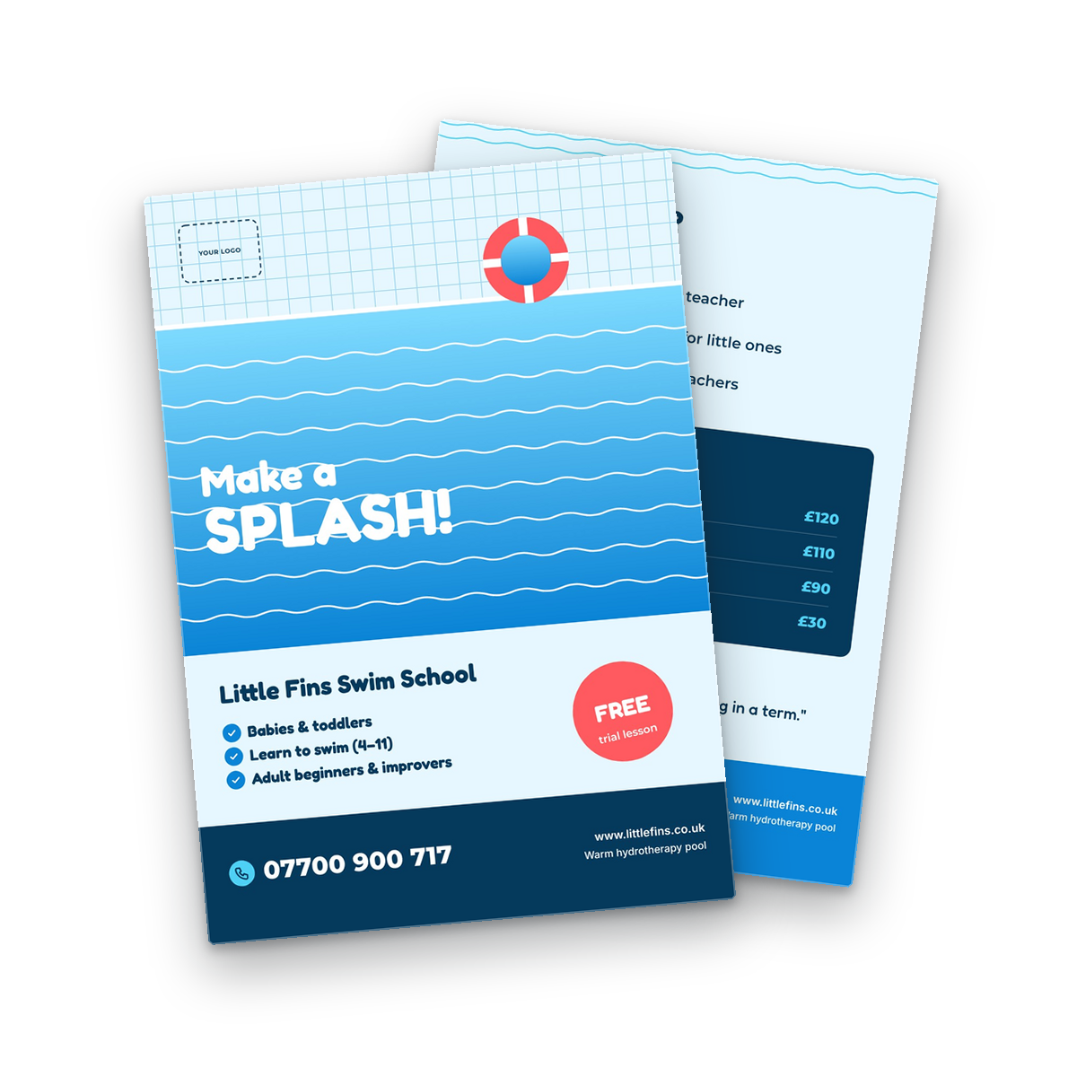 Swimming Lessons Flyer Template front and back Swimming Lessons Flyer Template front and back