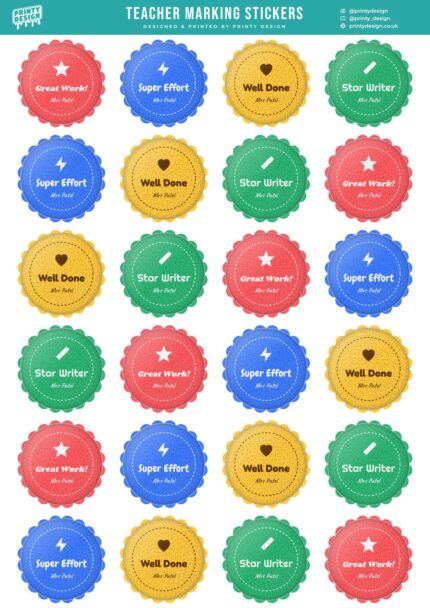 Teacher Marking Sticker Sheet Template flat A4 sheet