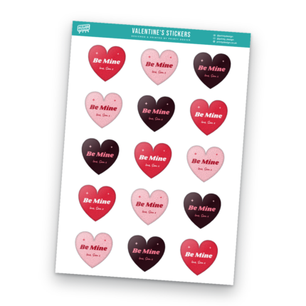 Valentine Heart Sticker Sheet Template sheet