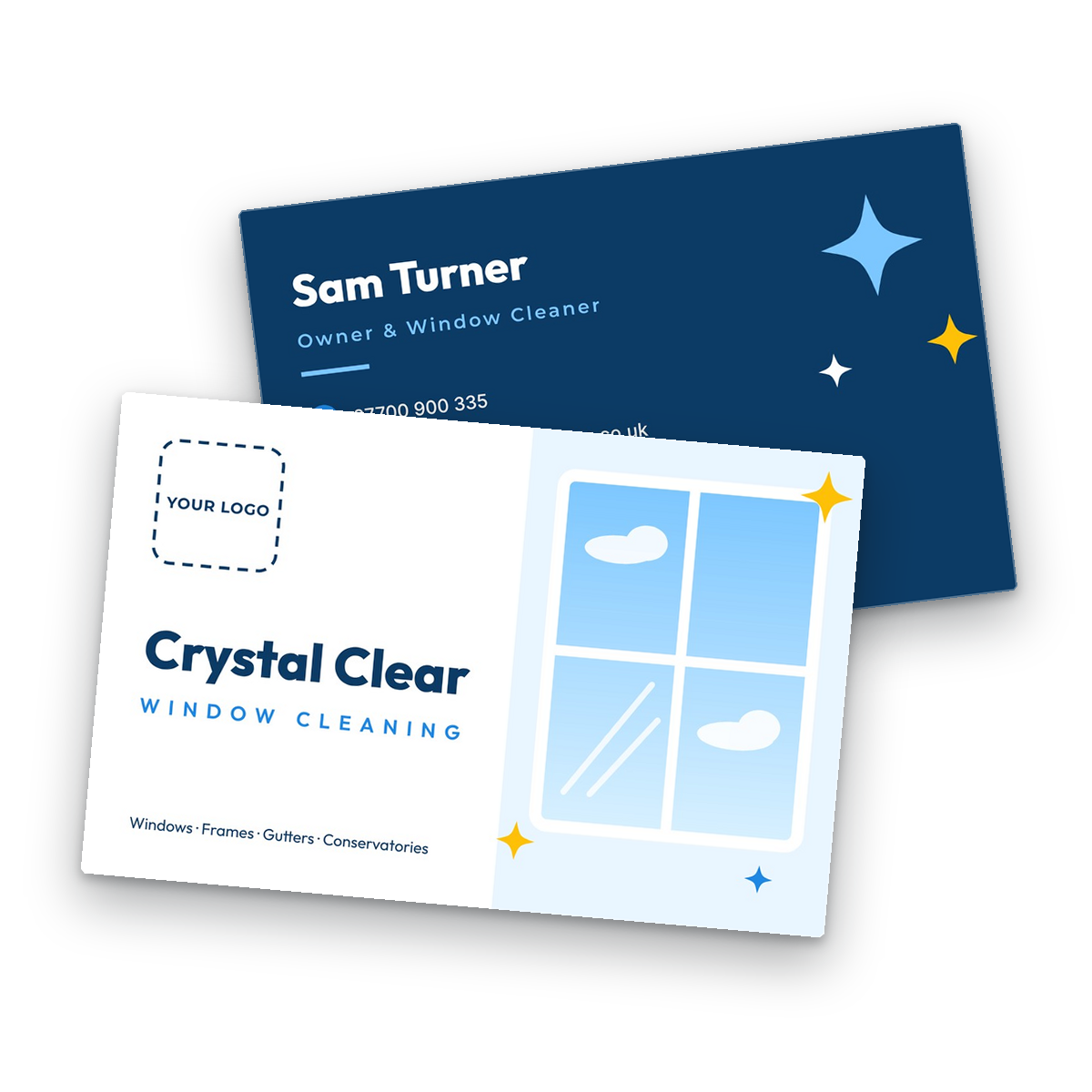 Window Cleaner Business Card Template front and back Window Cleaner Business Card Template front and back