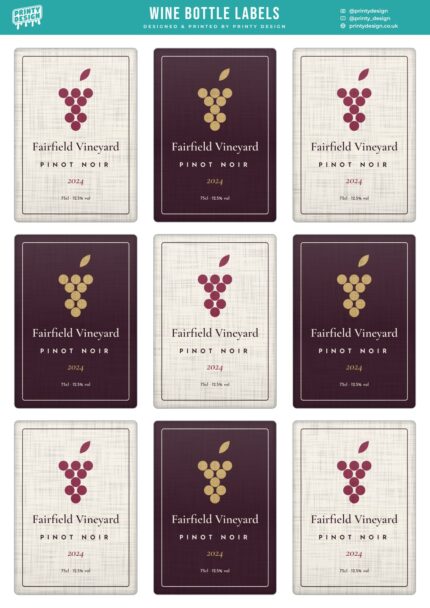 Wine Bottle Labels Sticker Sheet Template flat A4 sheet